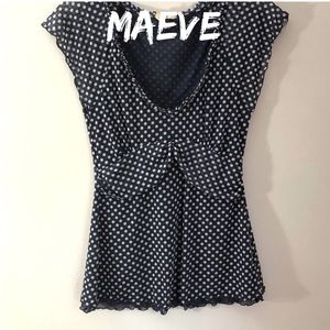 ANTHROPOLOGIE MAEVE Mesh Polka Dot Fitted Top